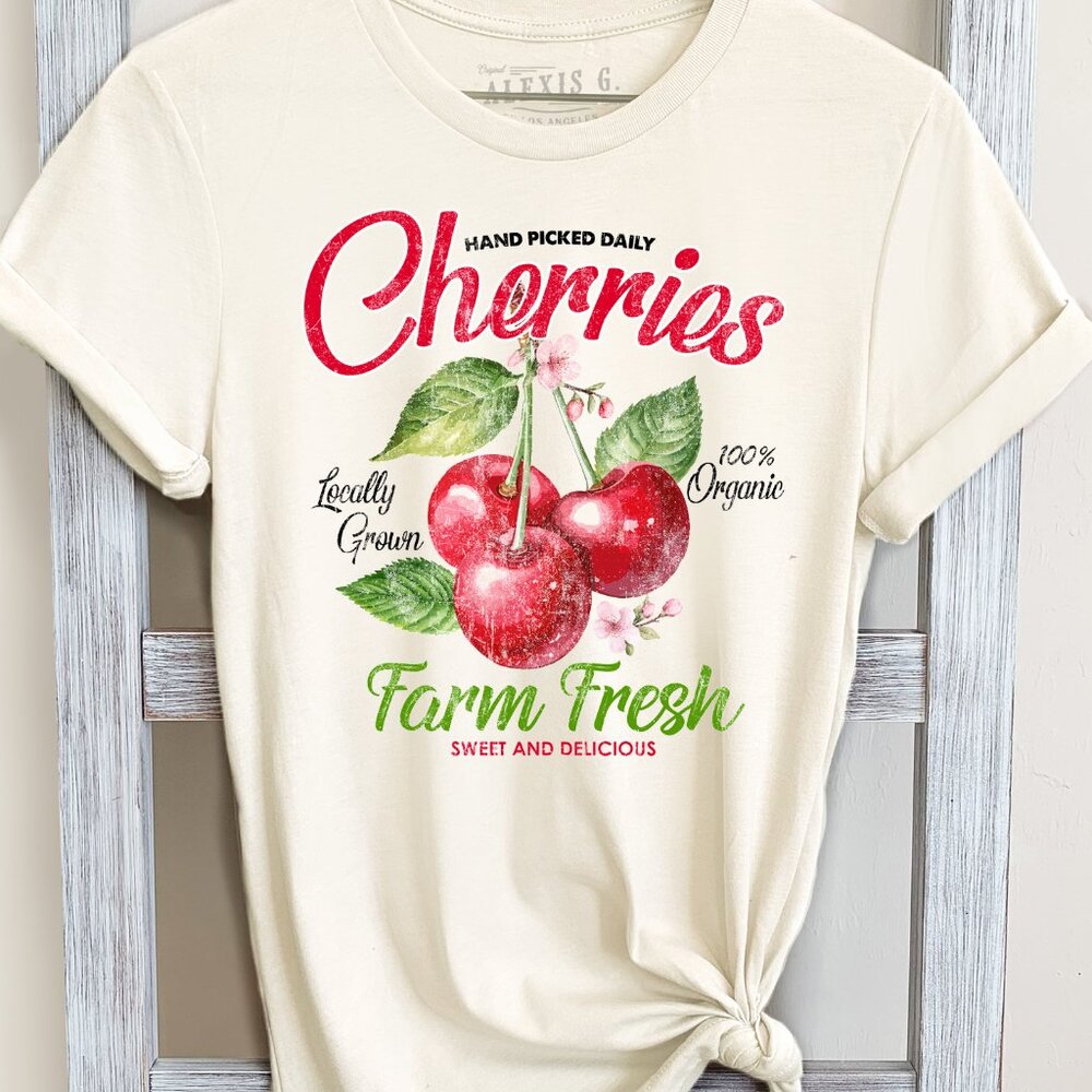 Cherries Farm Fresh Graphic Shirt, Coquette Cherry Shirt